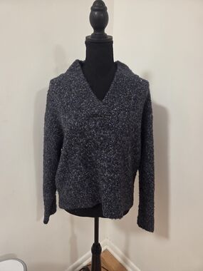 RD Style Charcoal Bouclé V-Neck Sweater